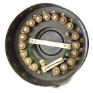 [00251] Montagebrcke mit Stpselschaltung, in rundem Metallgehuse mit Spulengalvanoskop; Siemens & Halske; ca. 1910