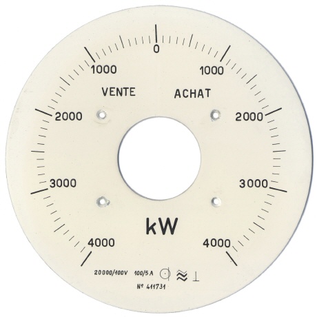 [00132] kW Anzeiger, Schalttafelinstrument - Abgabe / Aufnahme bis 4000 kW (Leistungsberwachung Generator / Kraftwerk) mit Induktions-Mewerk; Volta, 1. Hlfte 20. Jh.