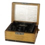 [00010] kleines Feldme�ger�t zur Spannungs, Element- und Leitungspr�fung, Widerstandsmessung, Holzgeh�use mit Blechbeschlag; Gebr. Ruhstrat AG; ca. 1940